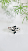 Sterling Silver Onyx Leaf Ring - view 5
