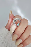 Sterling Silver Crescent Moon with Natural Turquoise Star Ring - view 3