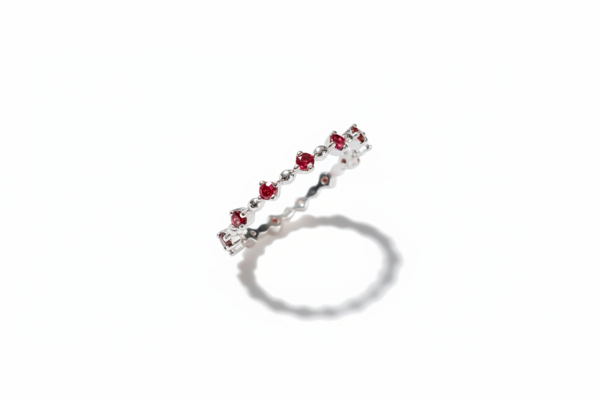 Sterling Silver Eternity Red Garnet Ring - view 5
