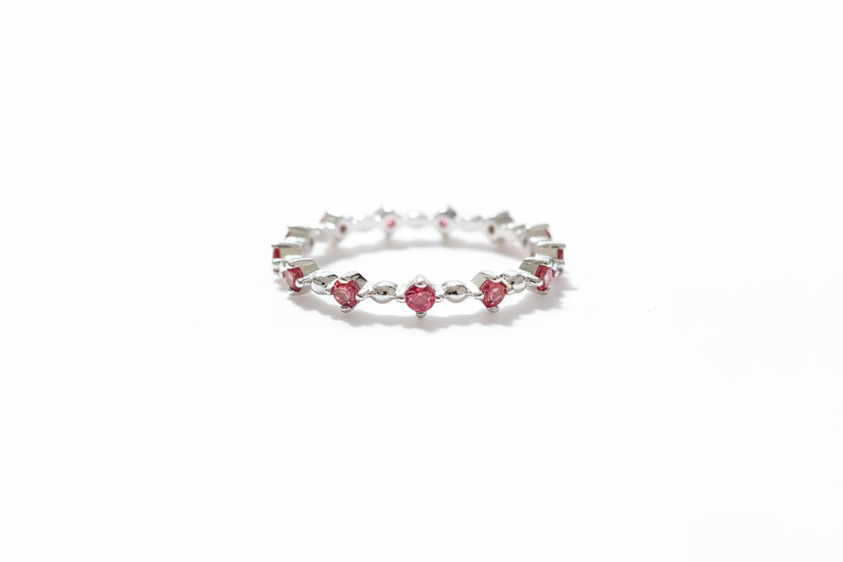 Sterling Silver Eternity Red Garnet Ring - view 3