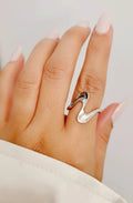 Sterling Silver Wave Geometric Ring - view 2