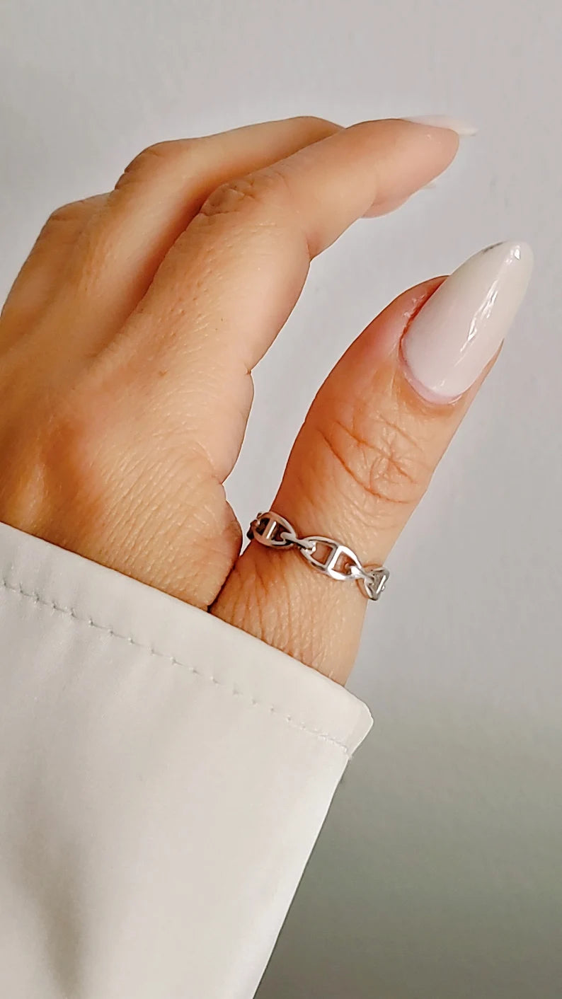 Sterling Silver Mariner Link Chain Ring - view 9