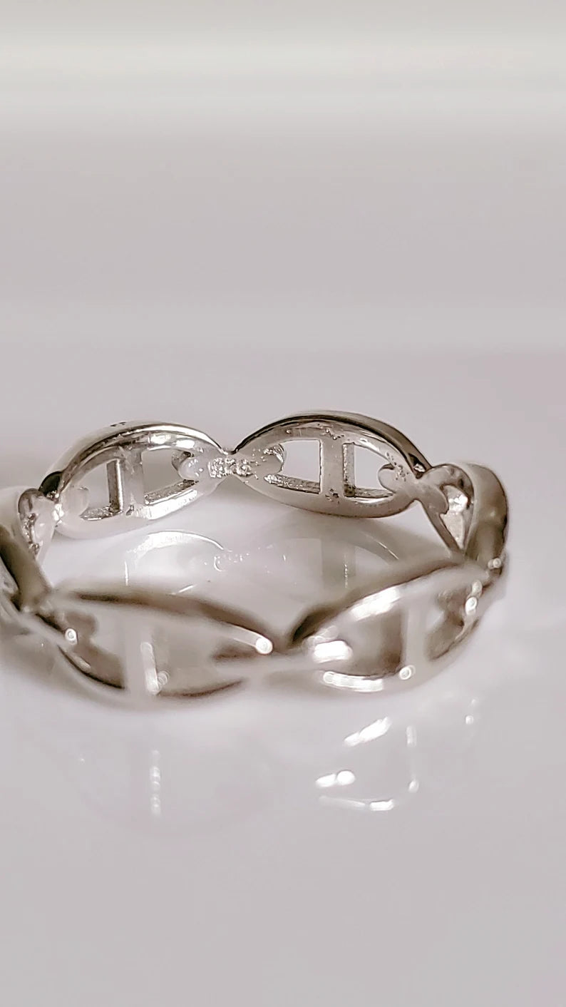 Sterling Silver Mariner Link Chain Ring - view 3