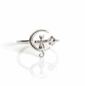Sterling Silver Cat Sitting on the Moon Ring