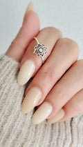 Sterling Silver White Opal Mandala Ring - view 3