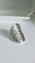 Sterling Silver 925 Shield Bold Bohemian Ring - view 5