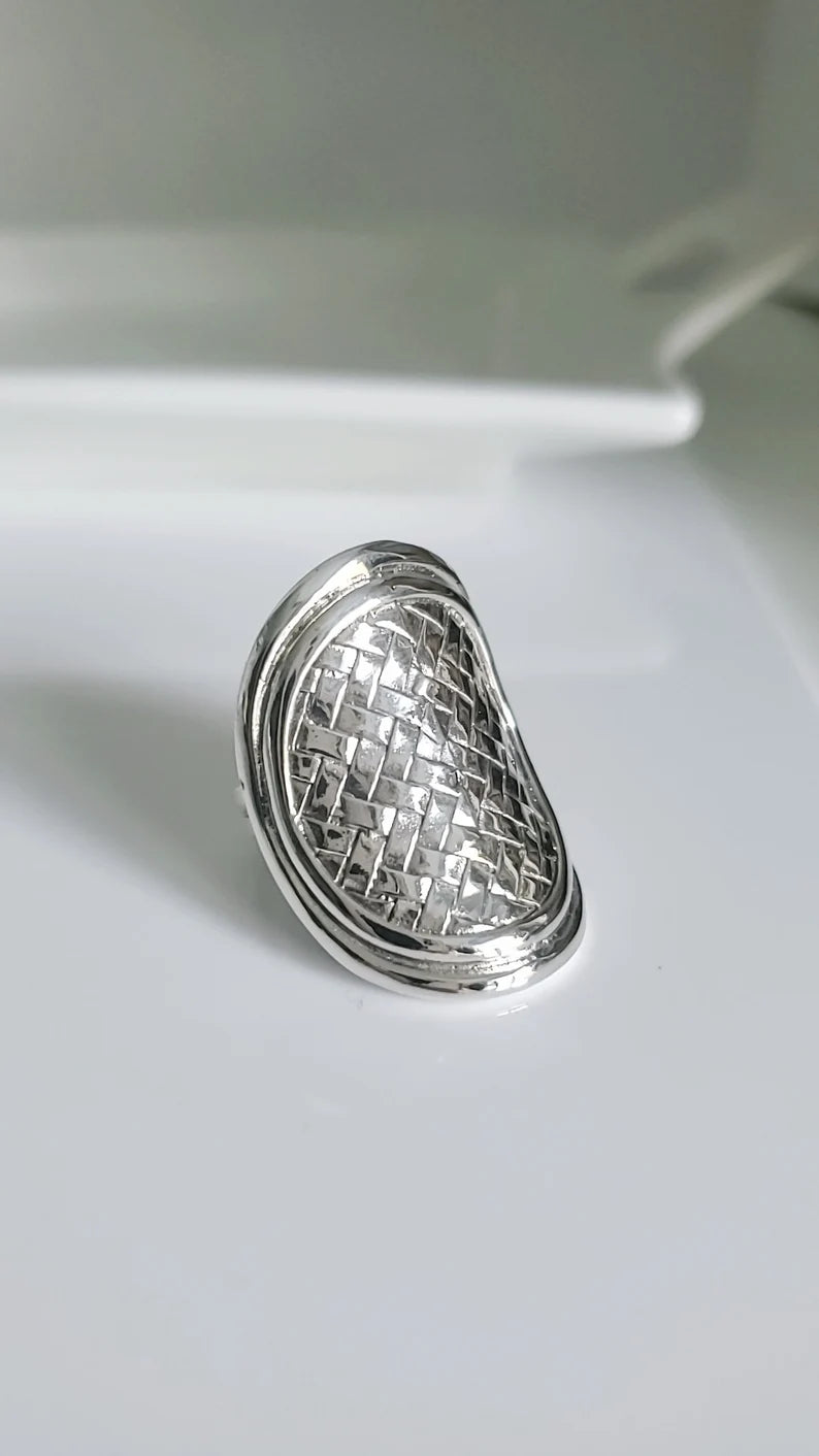 Sterling Silver 925 Shield Bold Bohemian Ring - view 5