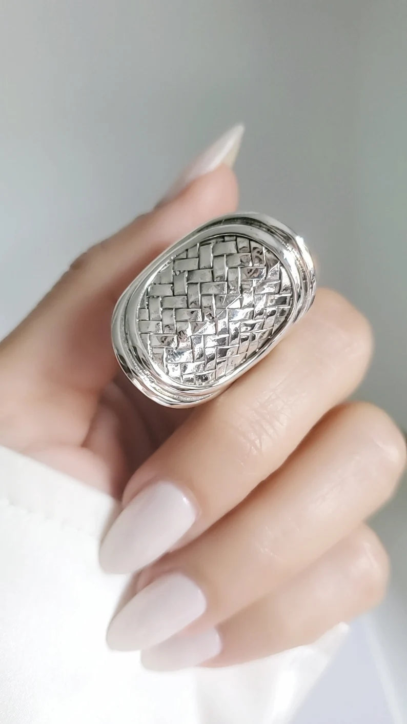 Sterling Silver 925 Shield Bold Bohemian Ring - view 8