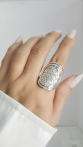 Sterling Silver 925 Shield Bold Bohemian Ring