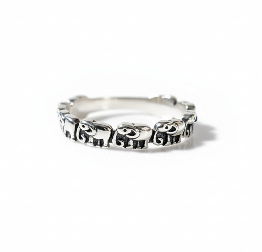 Sterling Silver 925 Dainty Elephant Ring