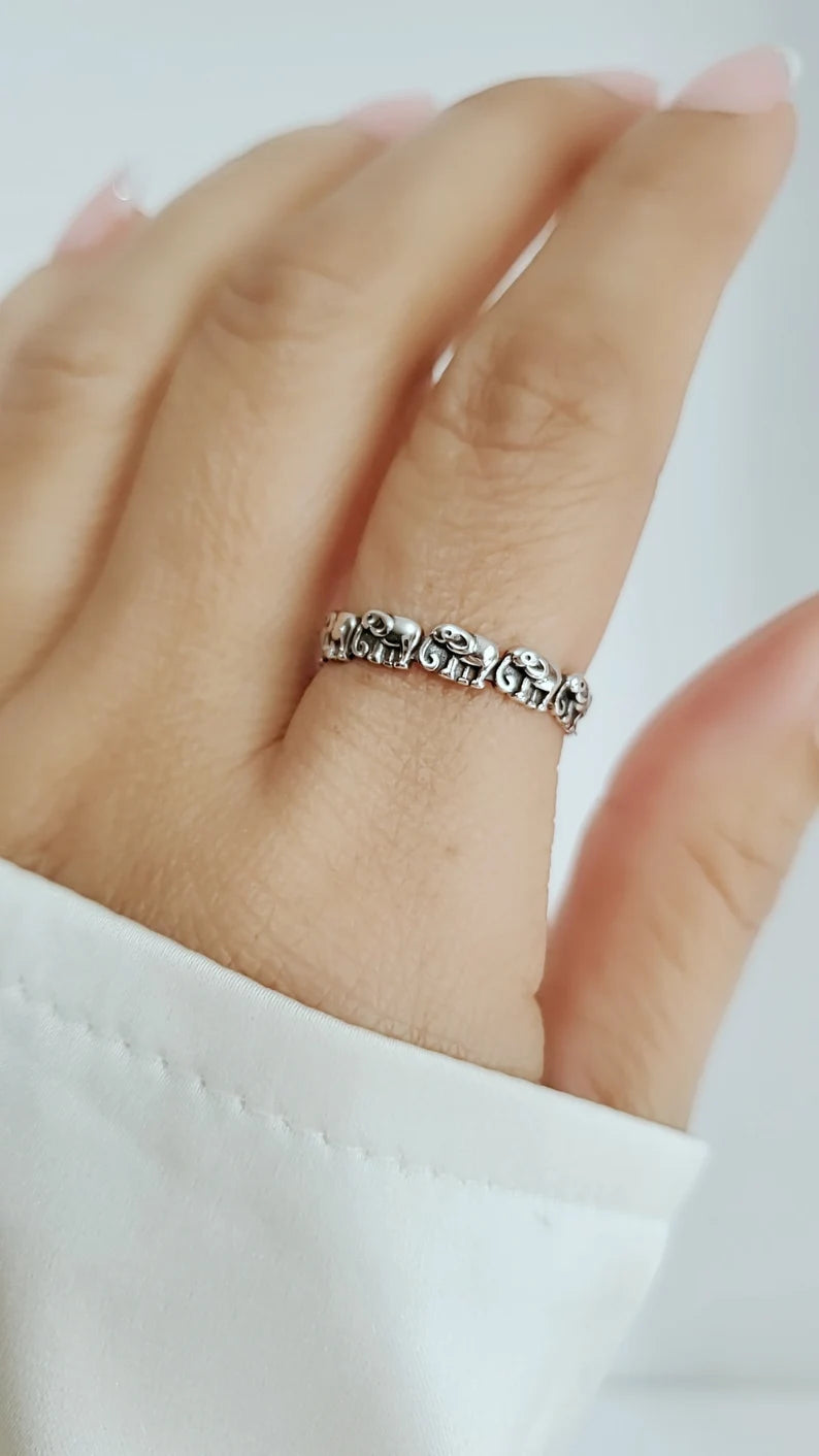 Sterling Silver 925 Dainty Elephant Ring - view 9