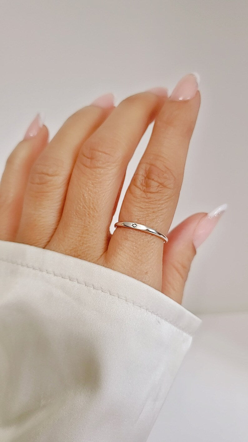 Sterling Silver Dainty Sun Ring - view 5
