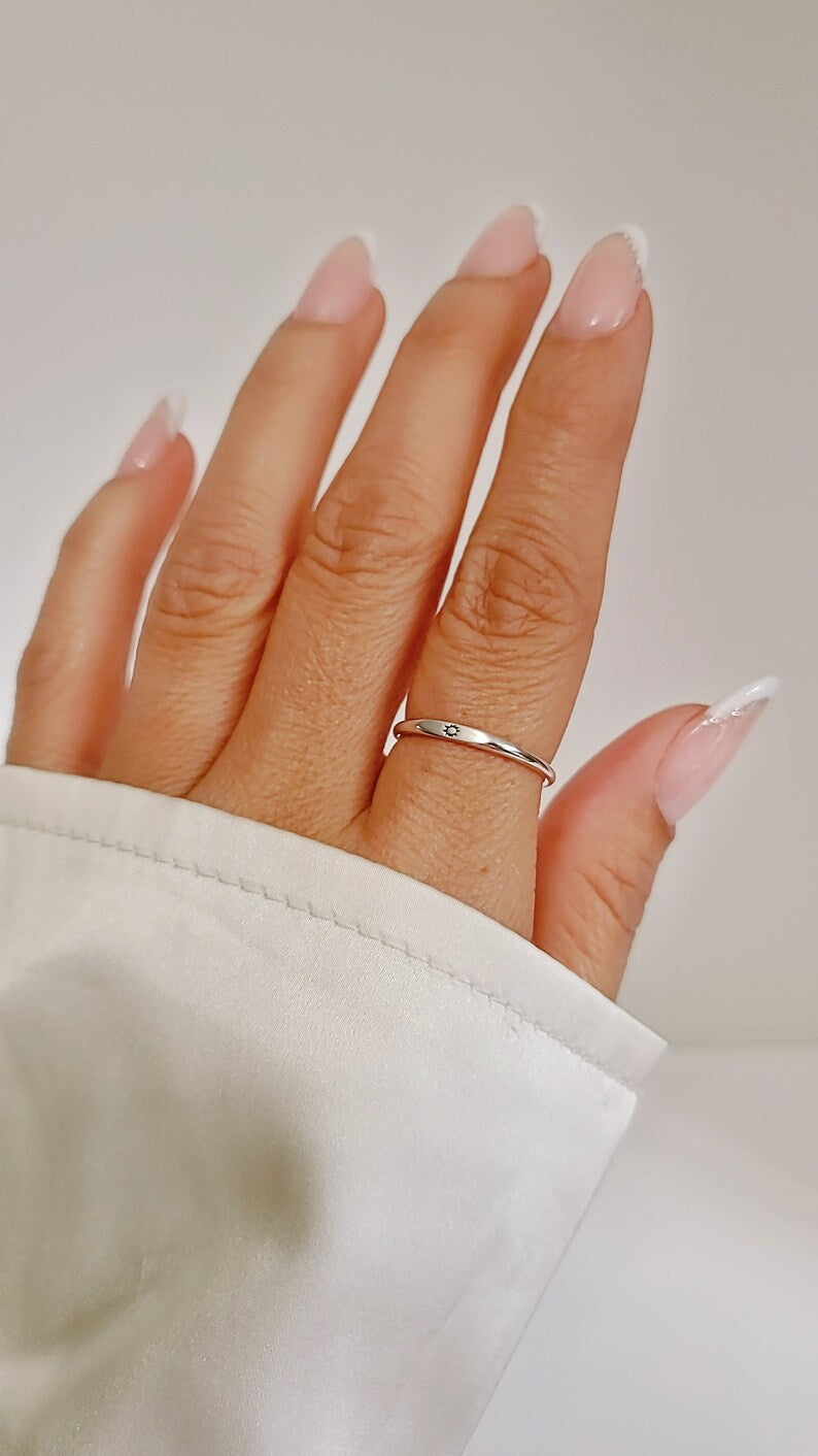 Sterling Silver Dainty Sun Ring - view 7