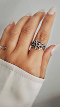 Sterling Silver Geometric Band Ring - view 5