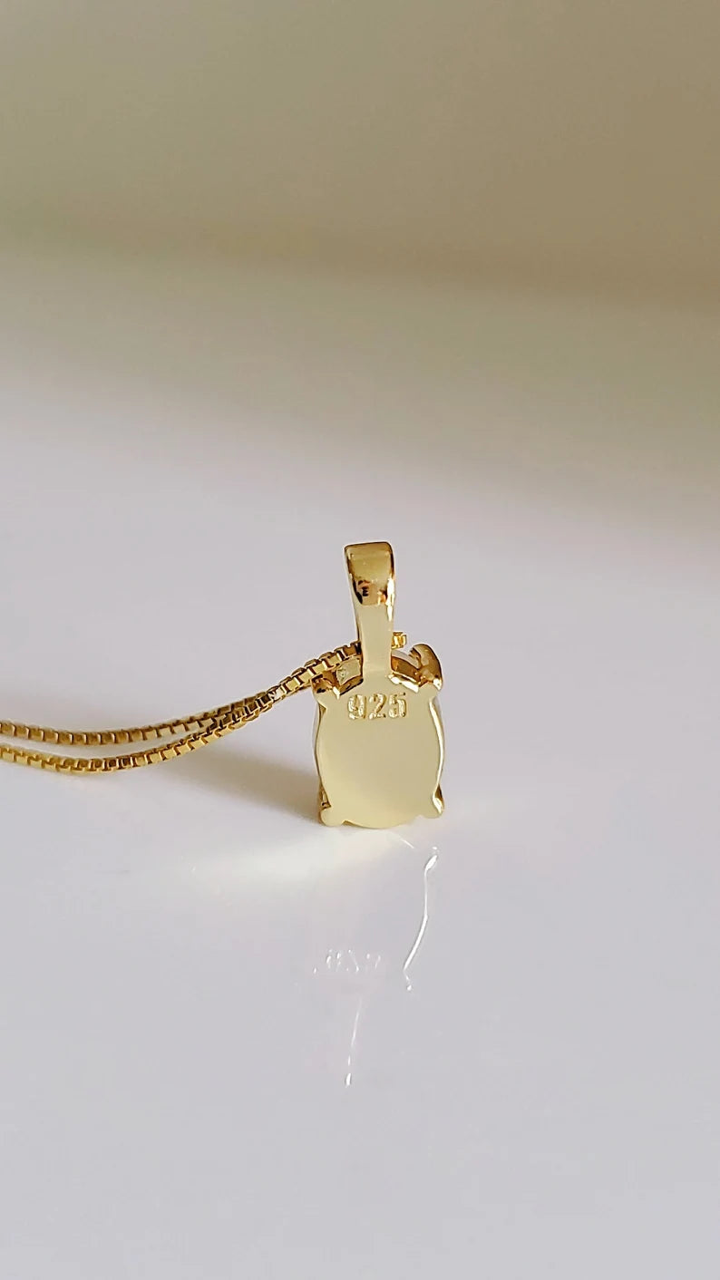 Gold or Sterling Silver Mother of Pearl Pendant Necklace & Chain - view 4