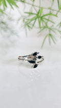 Sterling Silver Onyx Leaf Ring - view 8