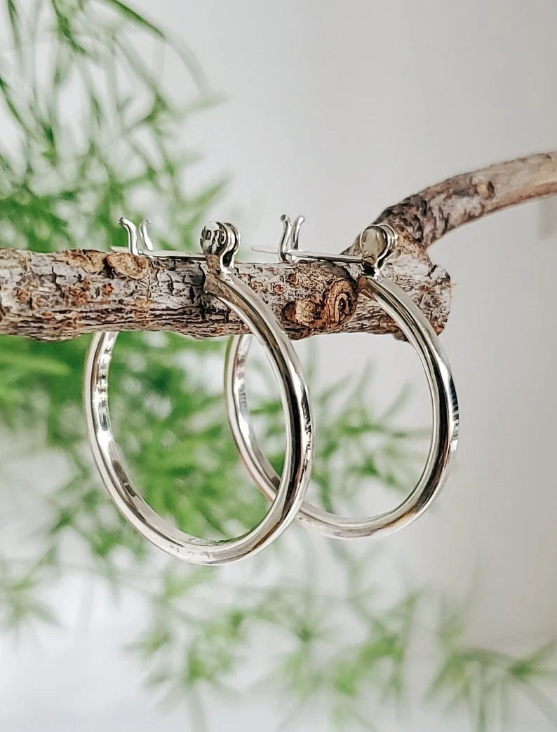 Sterling Silver 925 Hoop Medium Earrings - view 8