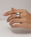 Sterling Silver Half Globe Light Geometric Ring - view 3