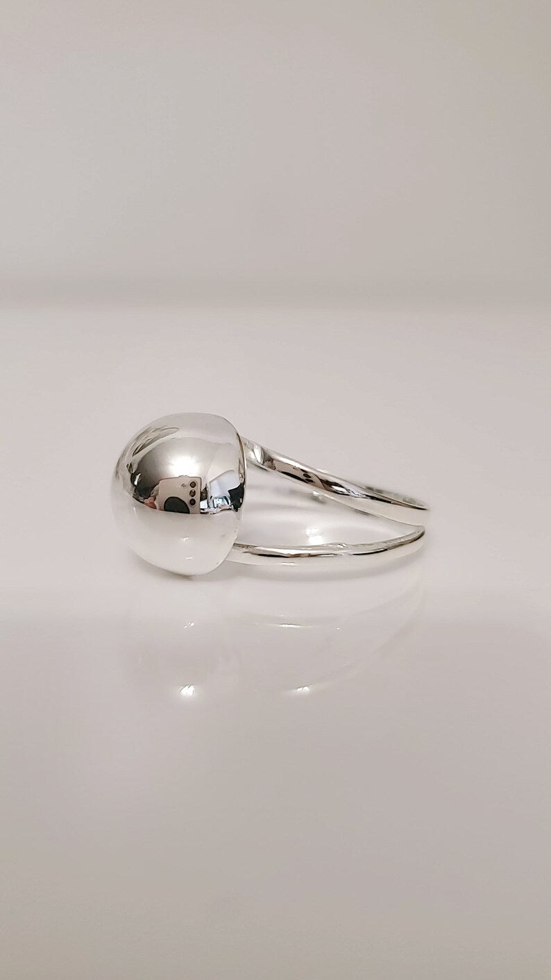 Sterling Silver Half Globe Light Geometric Ring - view 4