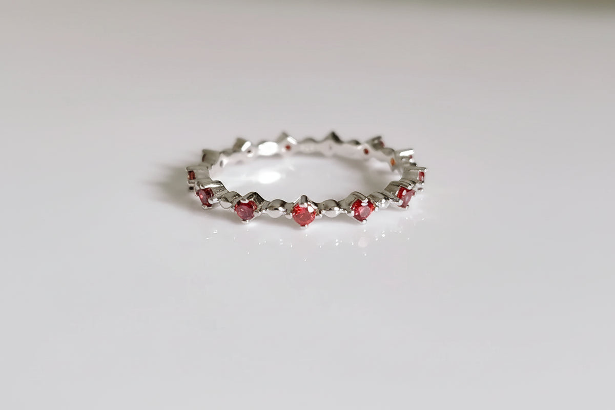 Sterling Silver Eternity Red Garnet Ring - view 6