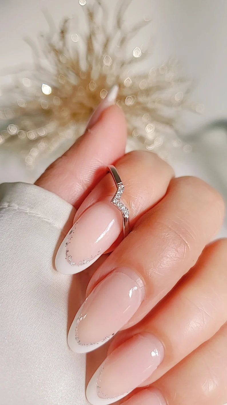 Sterling Silver 925 Dainty Chevron Ring - view 4