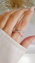 Sterling Silver Statement X Ring - view 3