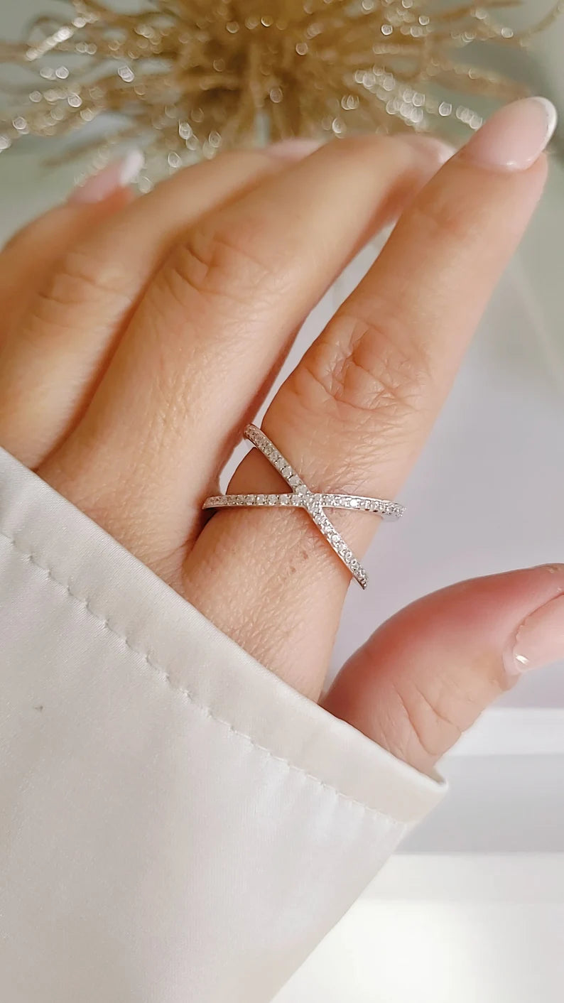 Sterling Silver Statement X Ring - view 3