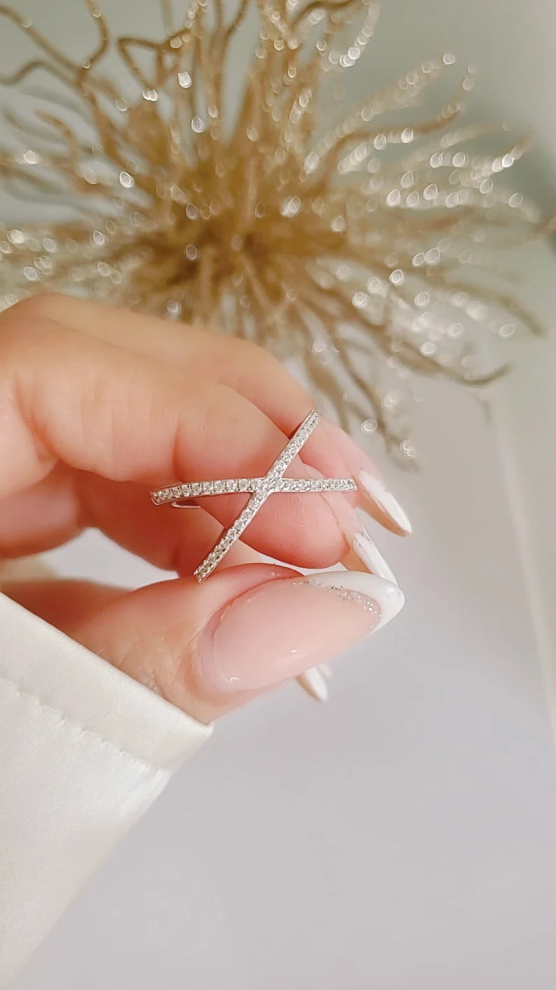 Sterling Silver Statement X Ring - view 2