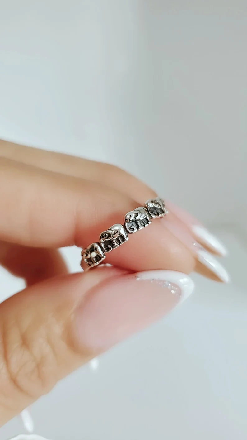Sterling Silver 925 Dainty Elephant Ring - view 5