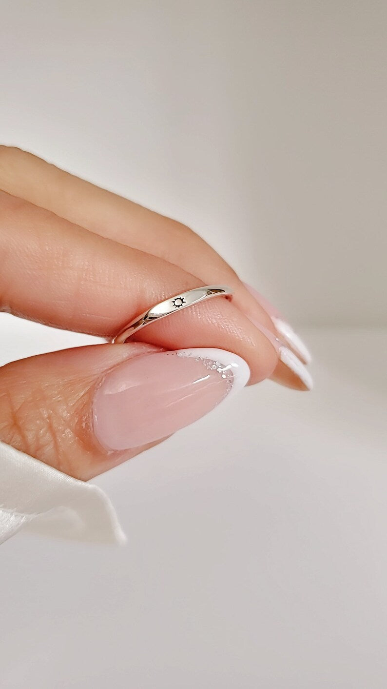Sterling Silver Dainty Sun Ring - view 3
