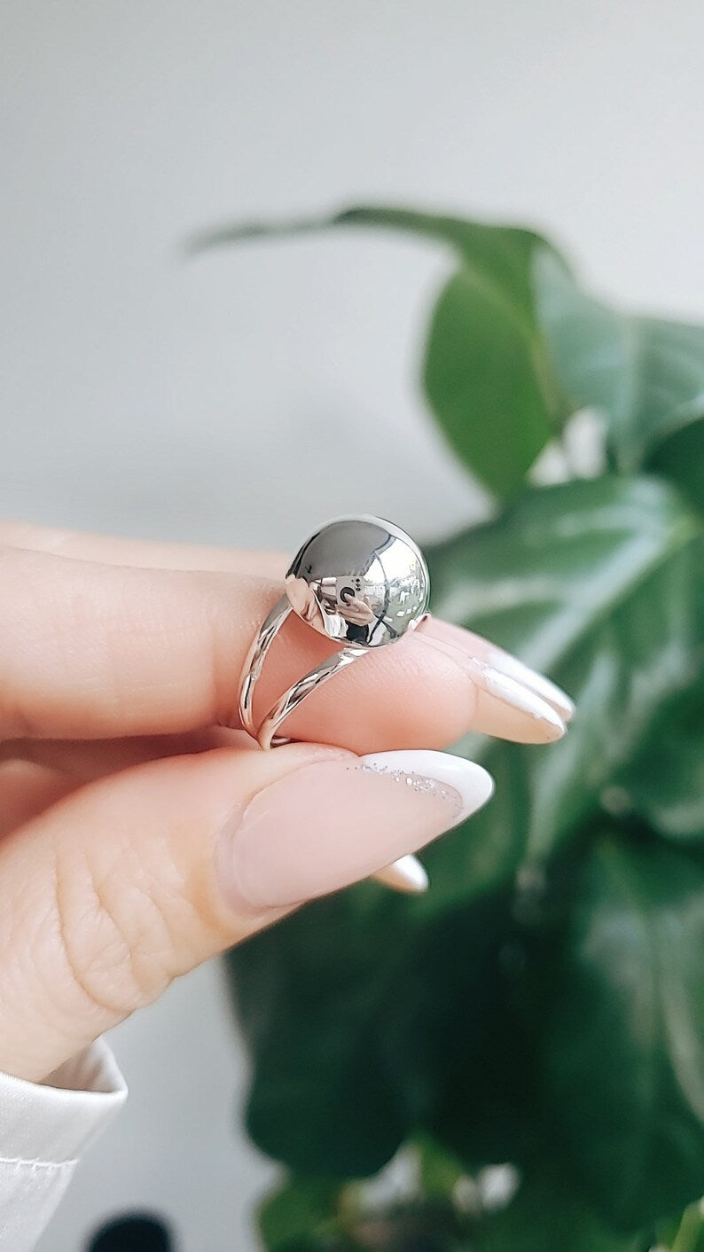 Sterling Silver Half Globe Light Geometric Ring - view 7