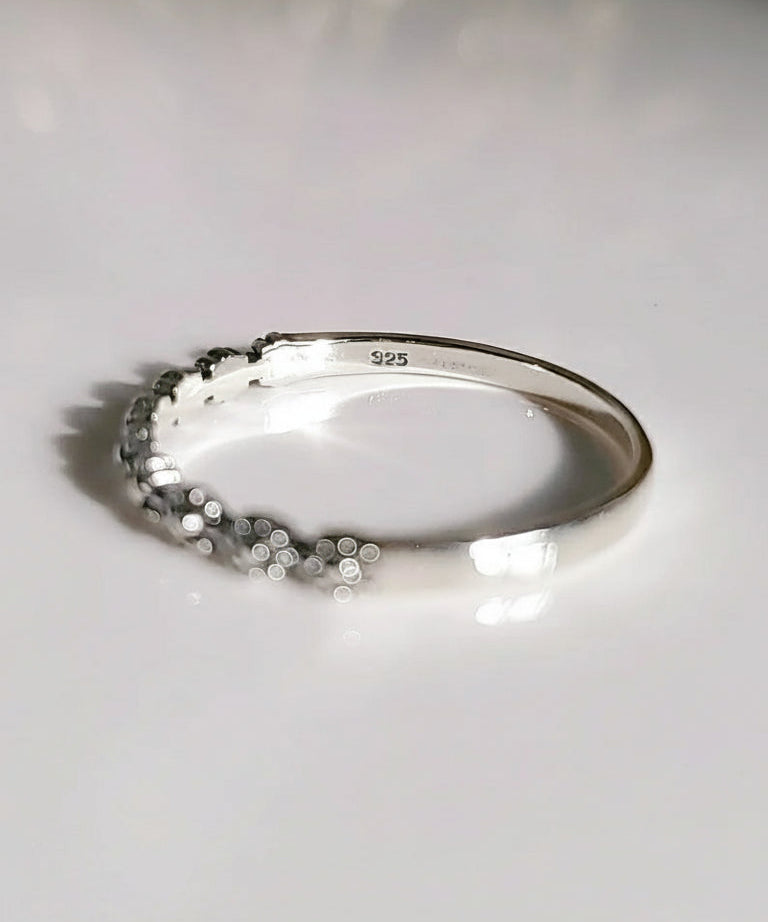 Sterling Silver Tiny Flowers Bali Band Ring - view 3