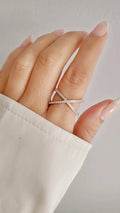 Sterling Silver Statement X Ring - view 5
