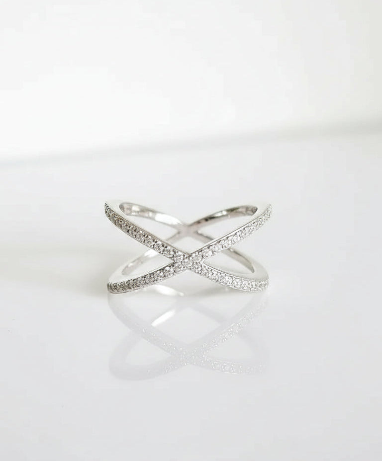 Sterling Silver Statement X Ring