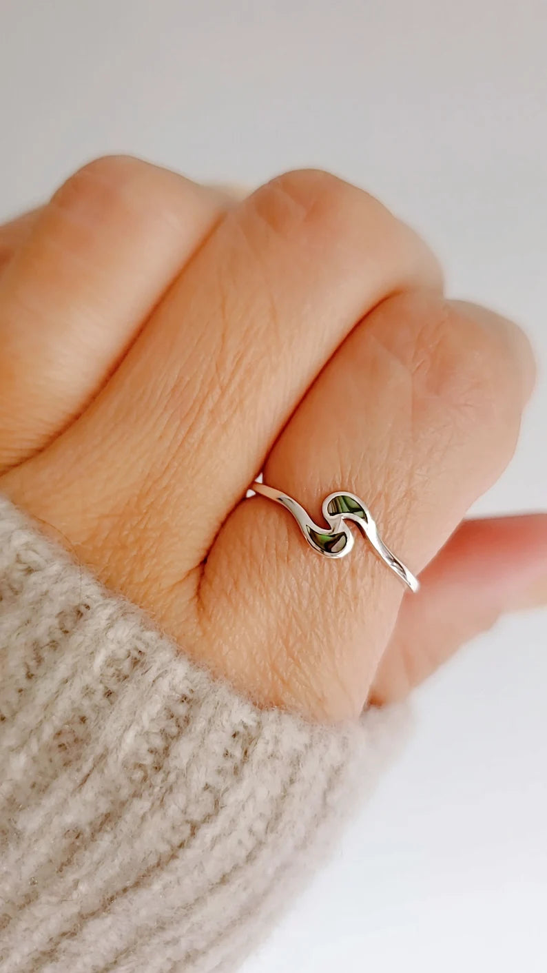 Sterling Silver Dainty Abalone Sterling Silver Ring - view 4