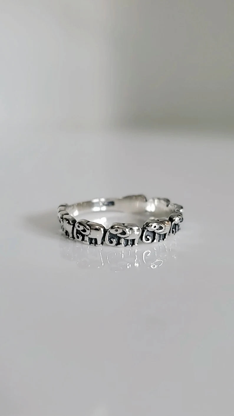 Sterling Silver 925 Dainty Elephant Ring - view 7
