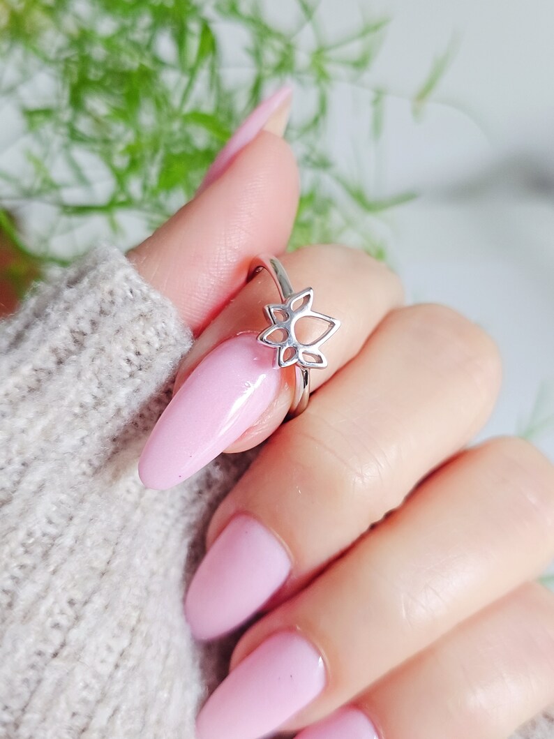 Sterling Silver Lotus Flower Ring - view 4