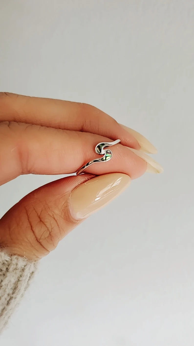 Sterling Silver Dainty Abalone Sterling Silver Ring - view 8