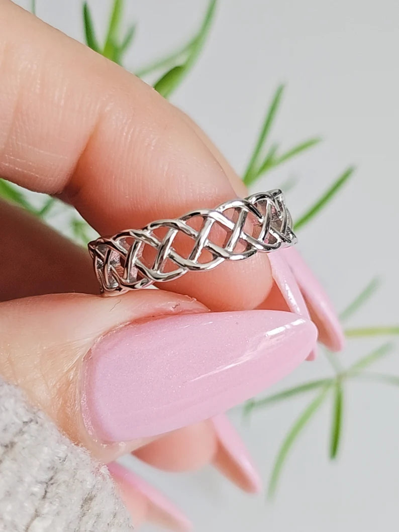 Sterling Silver Unisex Braided Band Ring - view 5