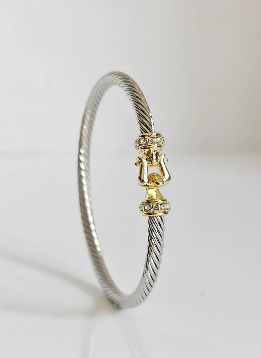 Silver Cable Bangle Bracelet - view 6