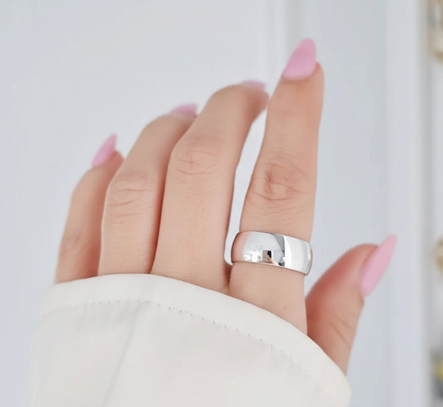 Sterling Silver 925 8mm Band Wide Unisex Ring - view 7