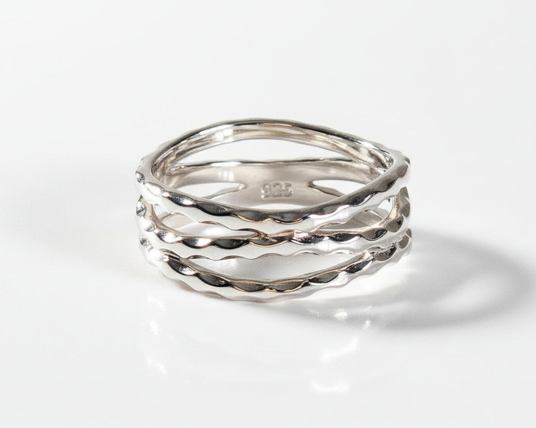 Sterling Silver Hammered Unisex Band Ring - view 4