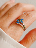 Sterling Silver 925 Blue Opal Leaf Ring - view 8