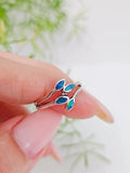 Sterling Silver 925 Blue Opal Leaf Ring - view 4