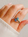 Sterling Silver 925 Blue Opal Leaf Ring - view 9