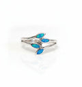 Sterling Silver 925 Blue Opal Leaf Ring