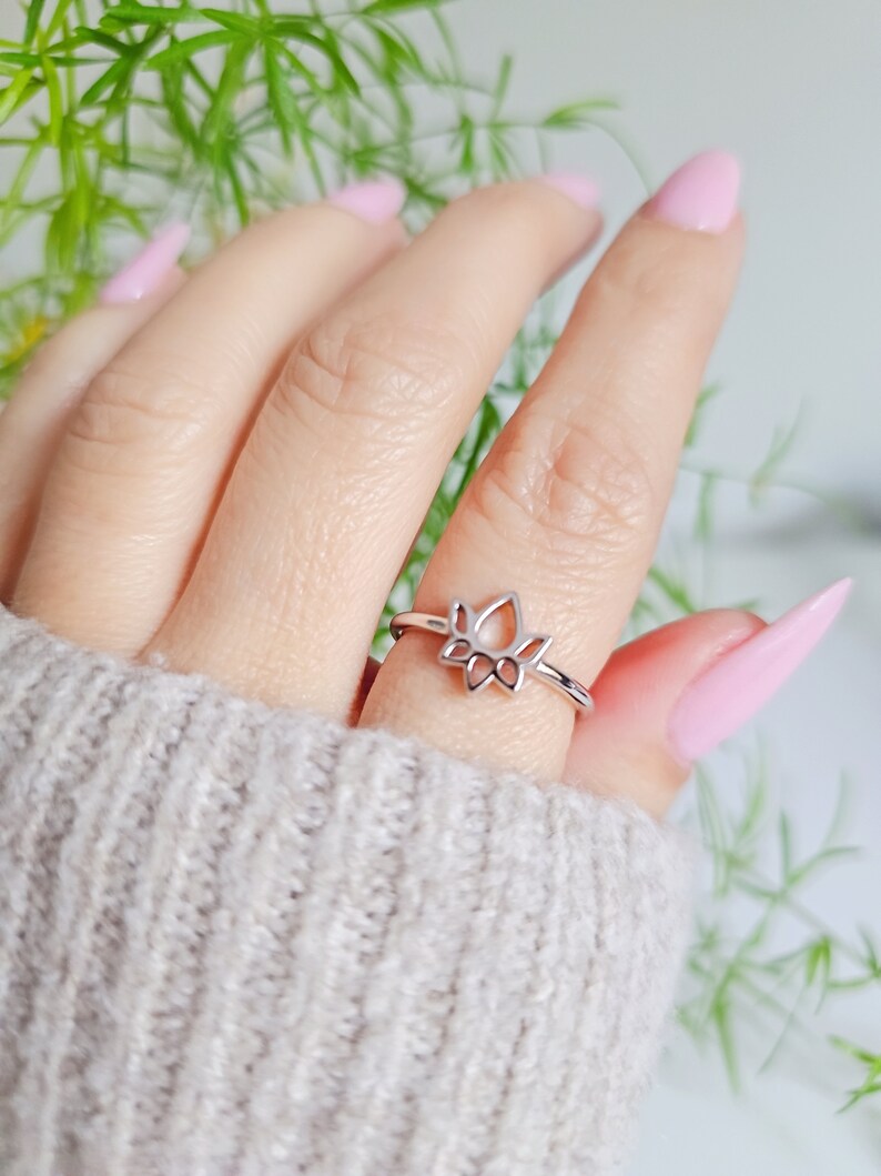 Sterling Silver Lotus Flower Ring - view 2