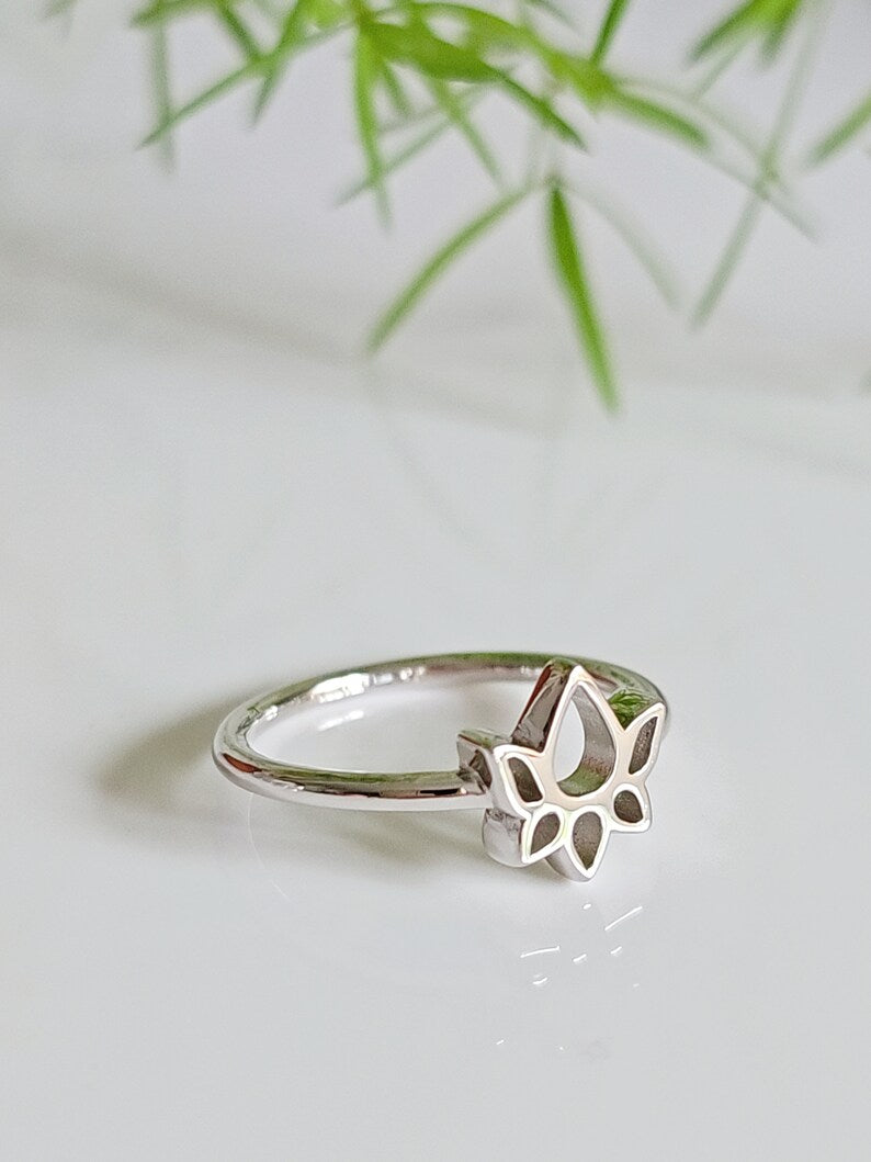 Sterling Silver Lotus Flower Ring - view 9