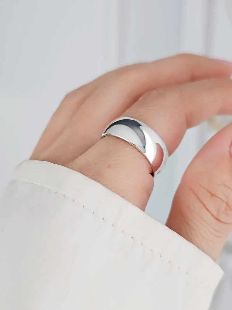 Sterling Silver 925 8mm Band Wide Unisex Ring - view 4