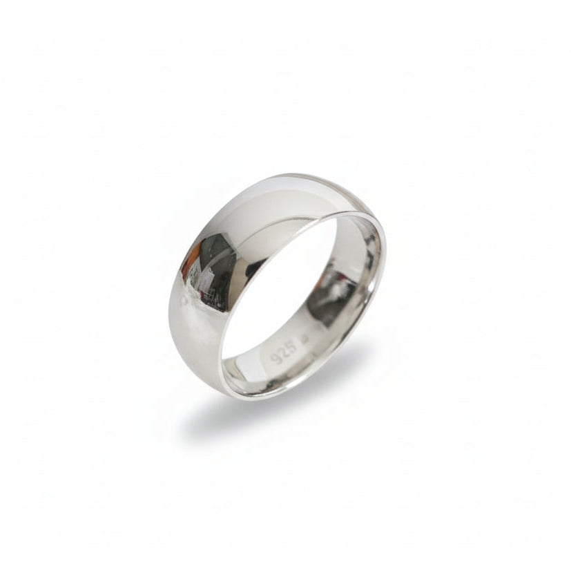 Sterling Silver 925 8mm Band Wide Unisex Ring